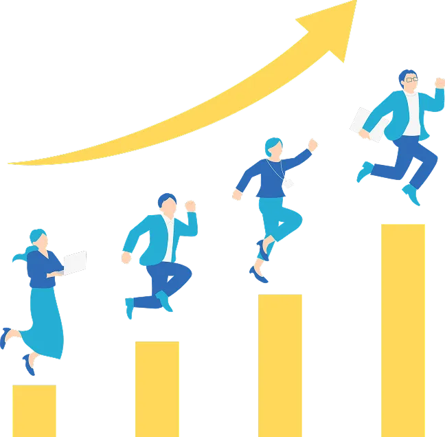 正しい情報を基に業務が改善し、成果が向上していくイメージ